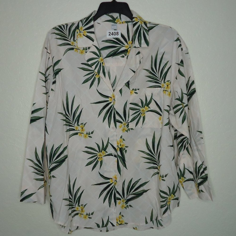 Old Navy* Women's 3/4 Long Sleeve Button Down Curved Hem Floral Blouse~ Size XL‎